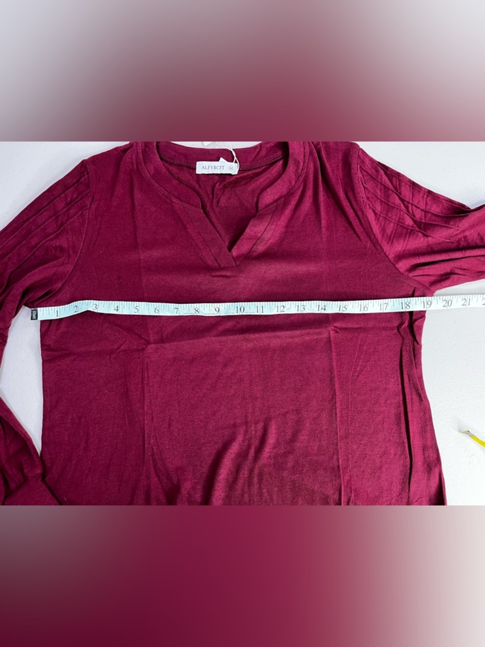 Womens V, Neck Pleated, Puff Sleeved Top, Dressy, Casual, Work, Loose- size M - Picture 9 of 10